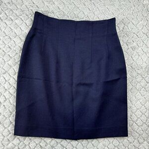 Liger Vintage Navy 100% Wool Skirt Size 8 Made In USA - above the knee